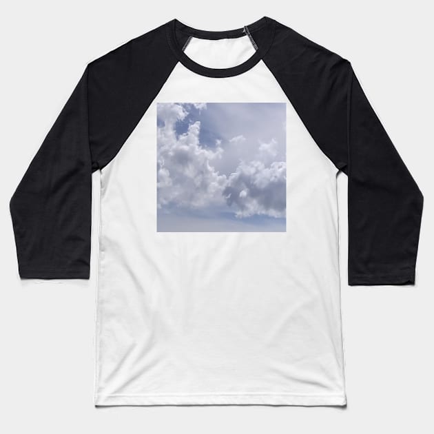 Summer Cloudy Day With Blue Sky and Gray Clouds Baseball T-Shirt by AJDesignsstuff